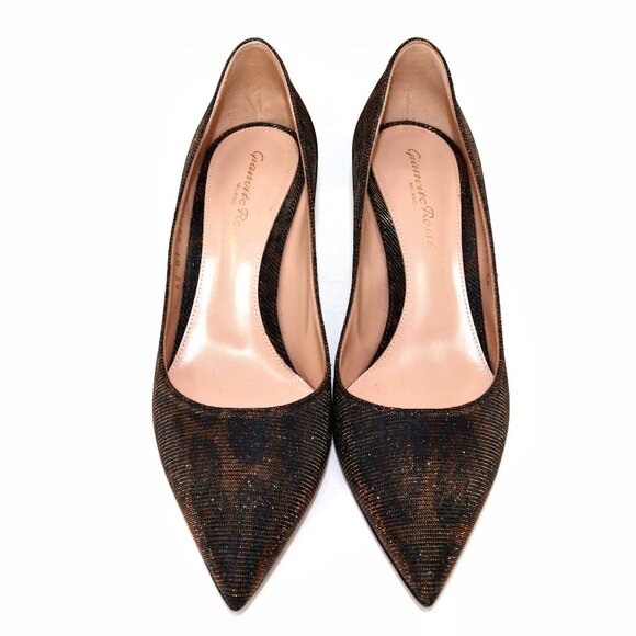 Gianvito Rossi 38 Worn Once Exopard Leopard Metallic Shimmer Heels - Picture 9 of 16